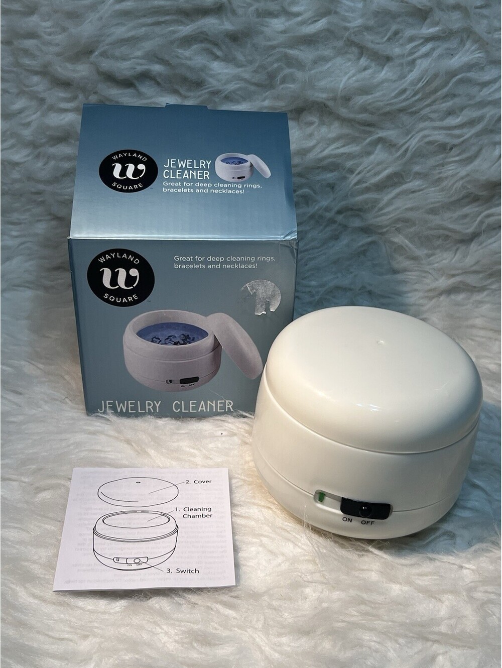 Wayland Square Ultrasonic Jewelry Cleaner: Runs on 4 AA Batteries